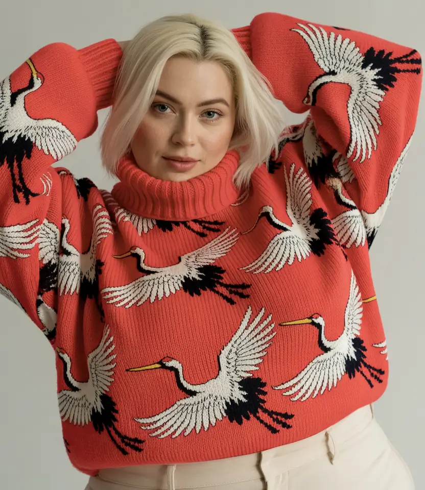 Stylish Plus Size Outfits Winter 2025–2026 Playful Bold Knit