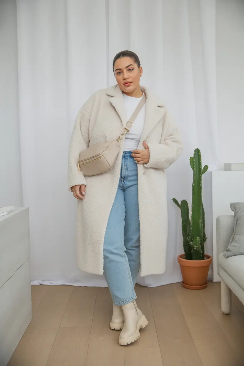 Stylish Plus Size Outfits Winter 2025–2026 Effortless Teddy Neutrals