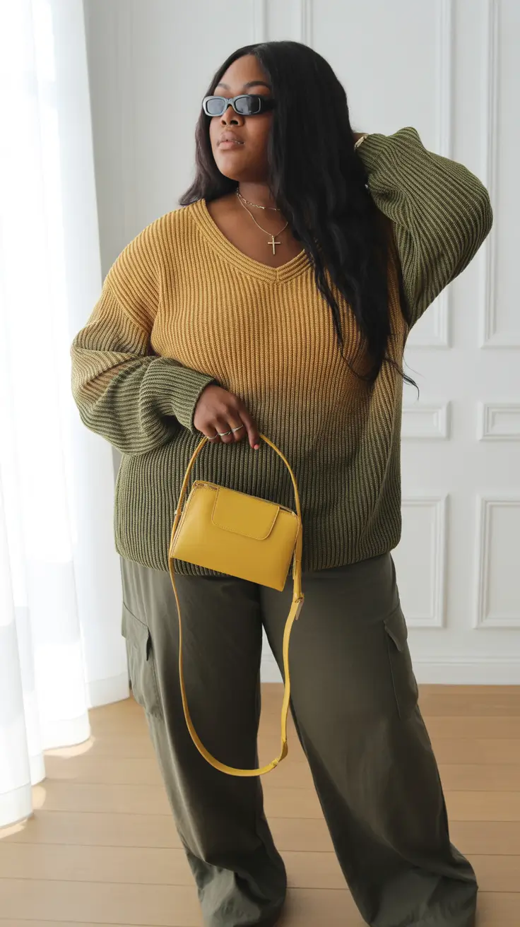 Stylish Plus Size Outfits Winter 2025–2026 Golden Contrast Play
