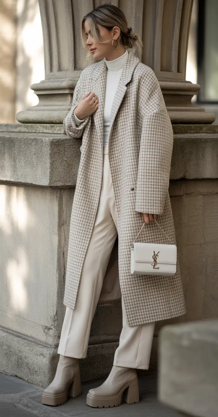 Stylish Winter Outfit Inspo 2025–2026 Timeless Houndstooth Elegance