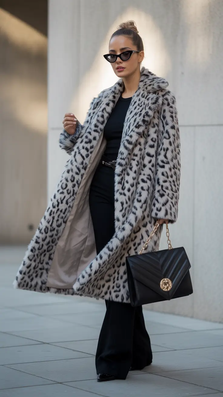 Stylish Winter Outfit Inspo 2025–2026 Snow Leopard Chic