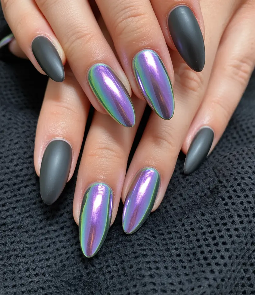 Trendy Fall & Winter Nail Colors 2025–2026 Holographic Iridescence