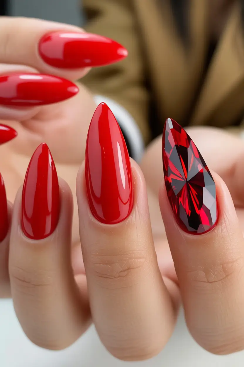 Trendy Fall & Winter Nail Colors 2025–2026 Fiery Ruby Drama