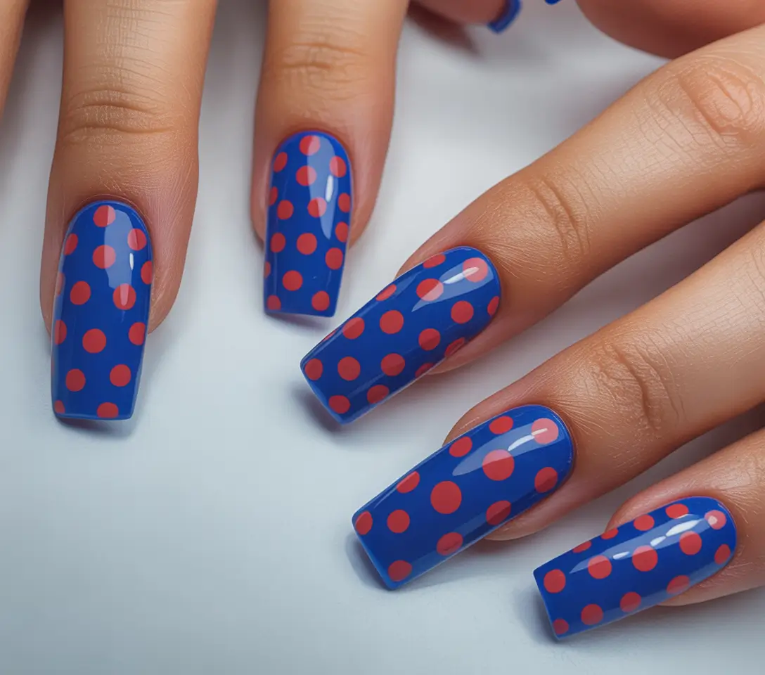 Trendy Fall & Winter Nail Colors 2025–2026 Playful Blue Polka