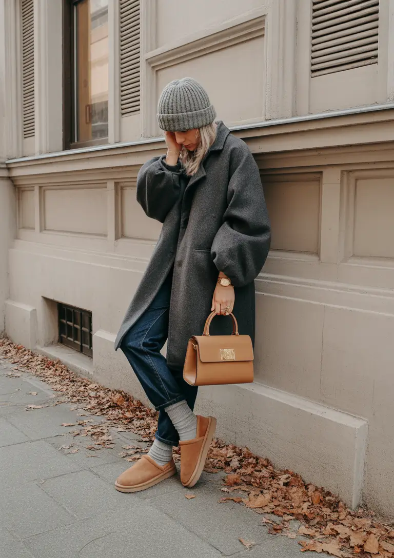 Trendy Uggs Outfit for Winter 2025-2026 Oversized Grey with Casual Vibes
