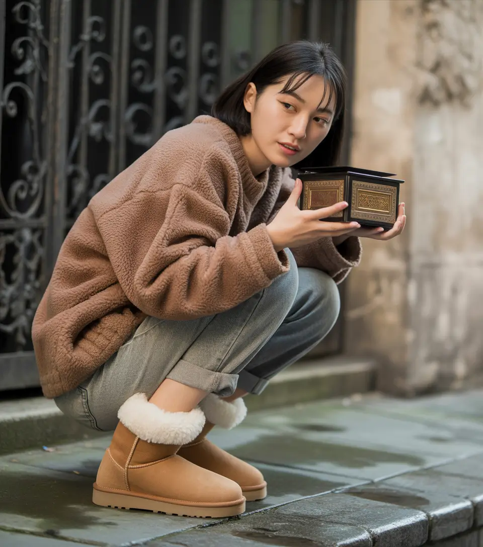 Trendy Uggs Outfit for Winter 2025 2026 Teddy Warmth with Rolled Denim