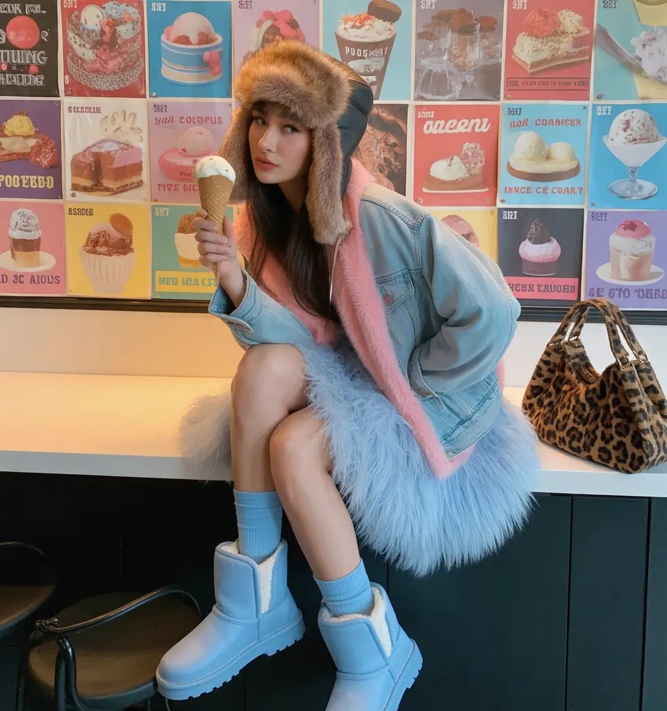 Trendy Uggs Outfit for Winter 2025 - 2026 Playful Pastels with Statement Blue