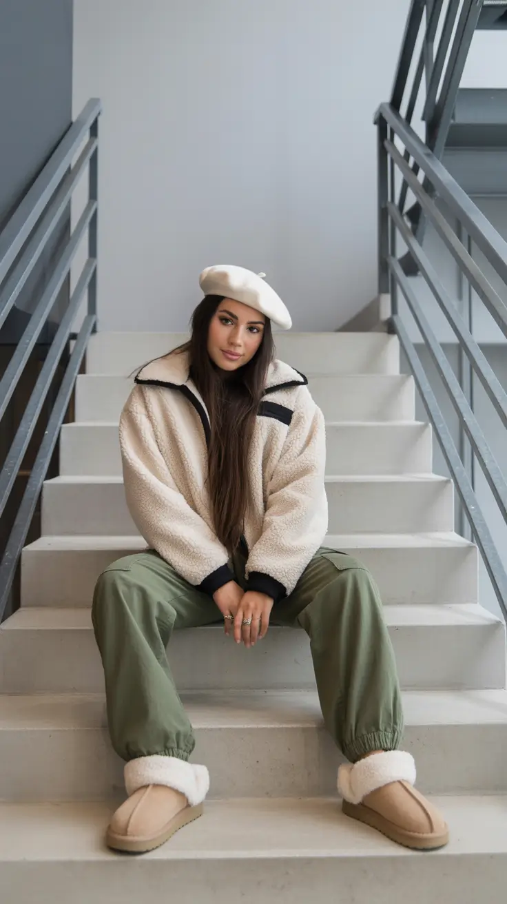Trendy Uggs Outfit for Winter 2025-2026 Parisian Twist with Beret and Uggs