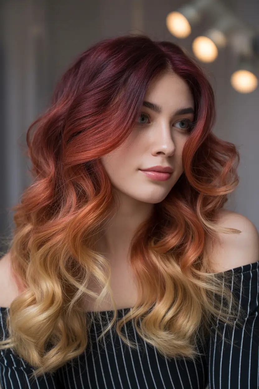 Trendy Winter Auburn Hair Colors 2025 2026 Dark-to-Light Auburn Ombre