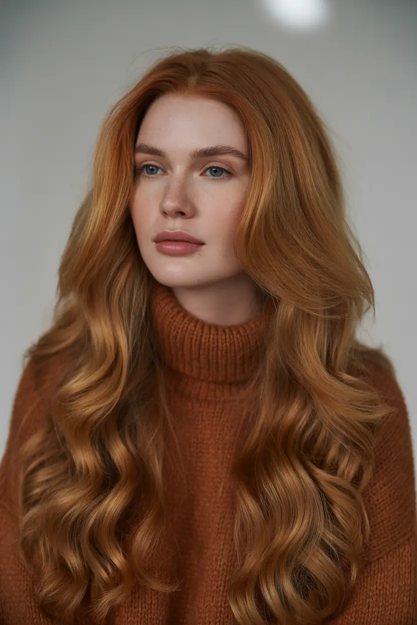 Trendy Winter Auburn Hair Colors 2025 2026 Golden Ginger Auburn Shine