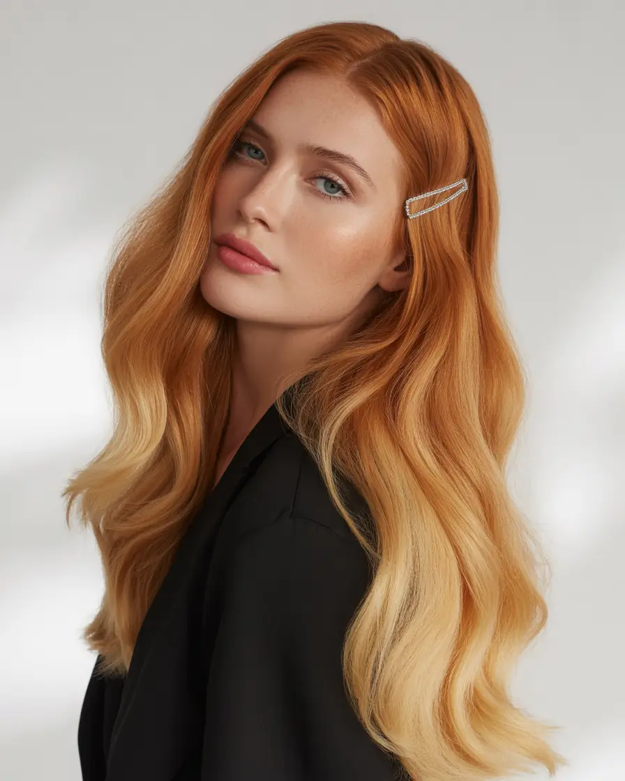 Trendy Winter Auburn Hair Colors 2025 2026 Golden Auburn Ombre Glow