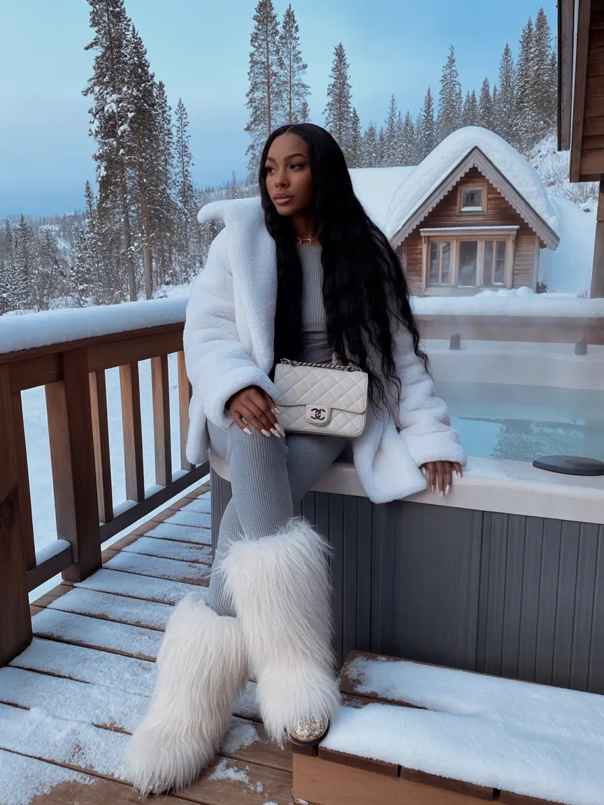 Trendy Black Girl Outfit Ideas Winter 2025 2026 Snowy Chalet Chic