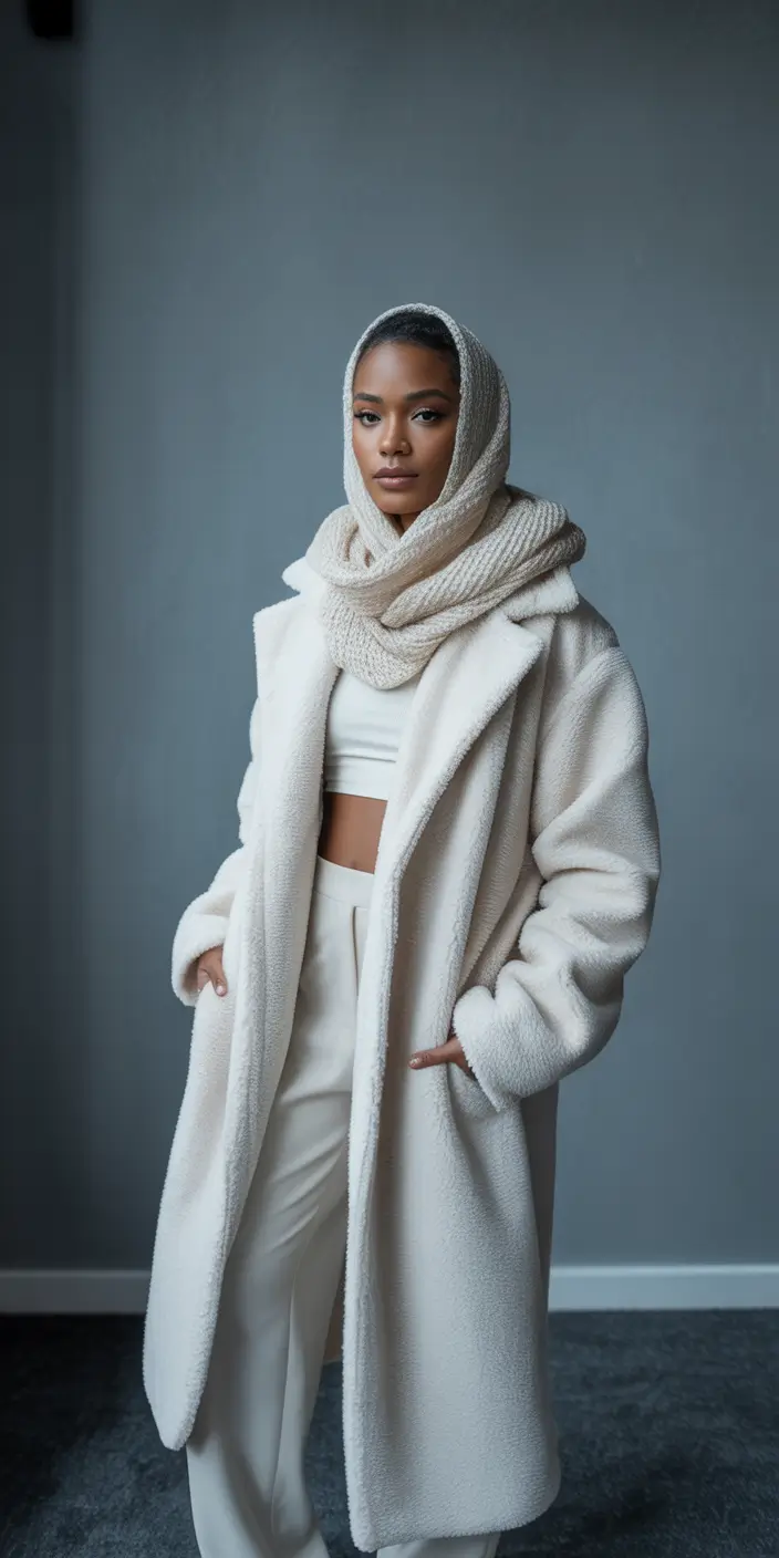 Trendy Black Girl Outfit Ideas Winter 2025 2026 Winter White Monochrome