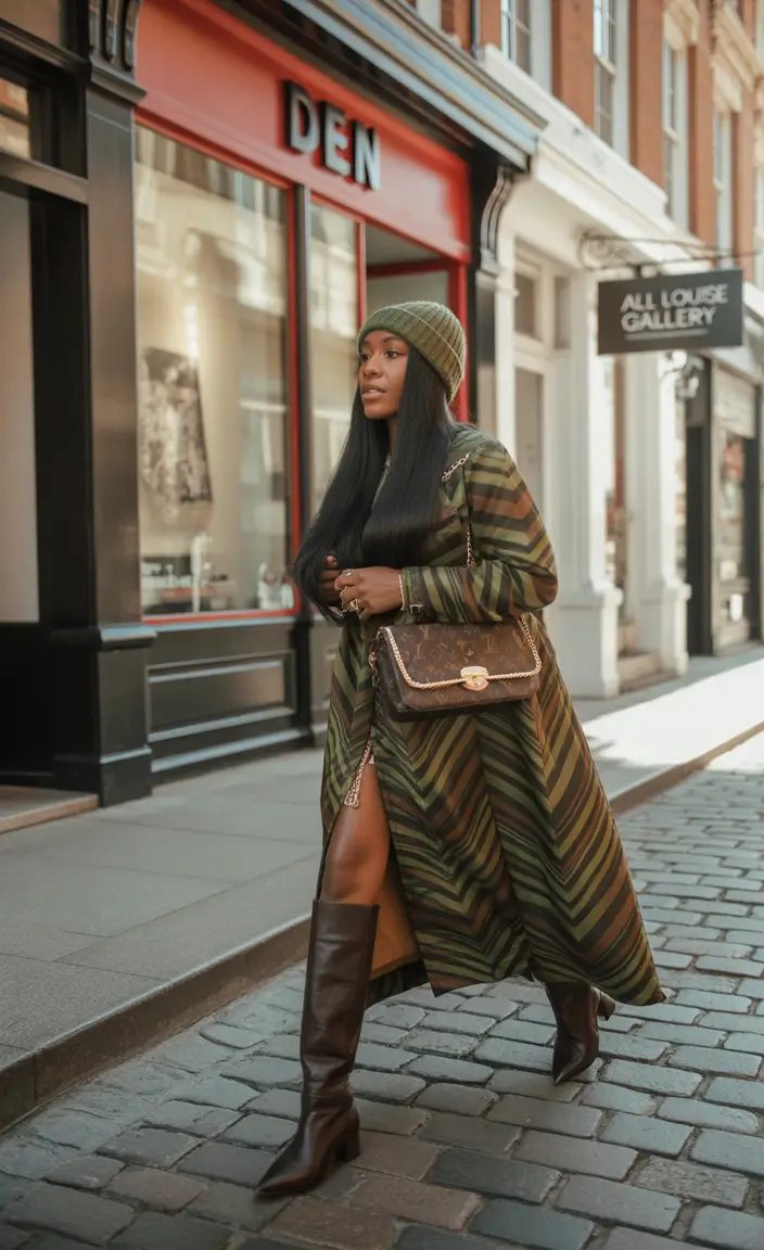 Trendy Black Girl Outfit Ideas Winter 2025 2026 Striped Olive Street Style