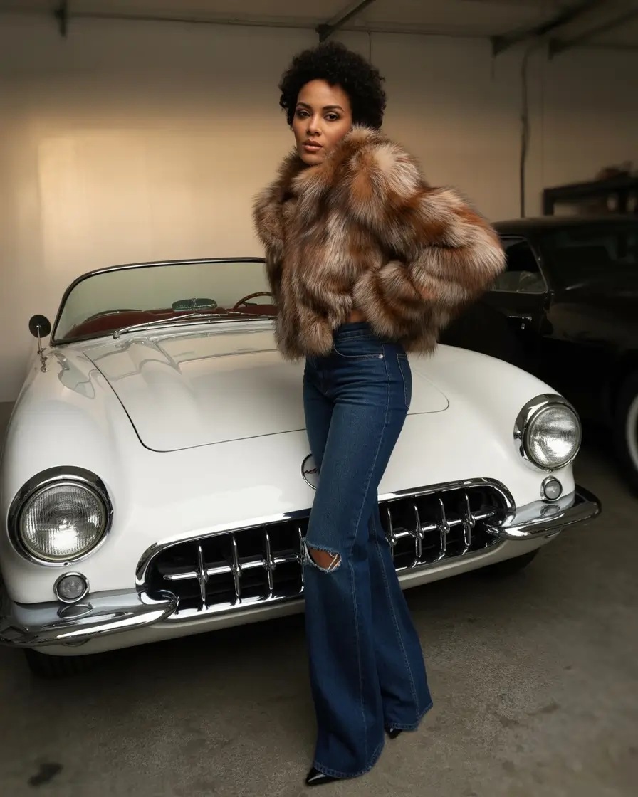 Trendy Black Girl Outfit Ideas Winter 2025 2026 Retro Fur and Denim
