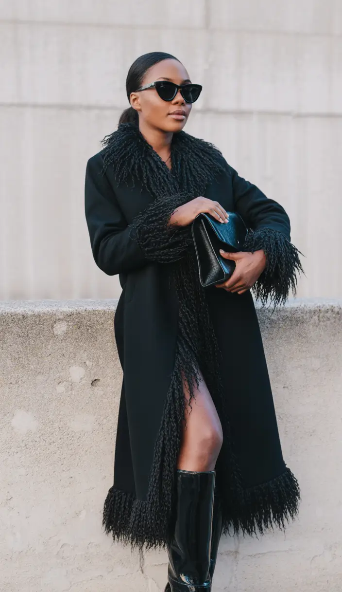 Trendy Black Girl Outfit Ideas Winter 2025 2026 Fringe-Trimmed Elegance