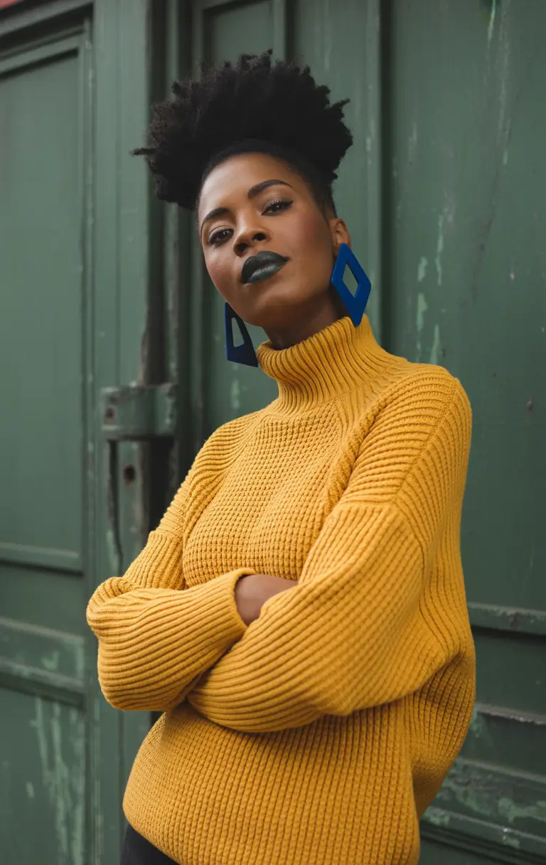 Trendy Black Girl Outfit Ideas Winter 2025 2026 Golden Knit Confidence