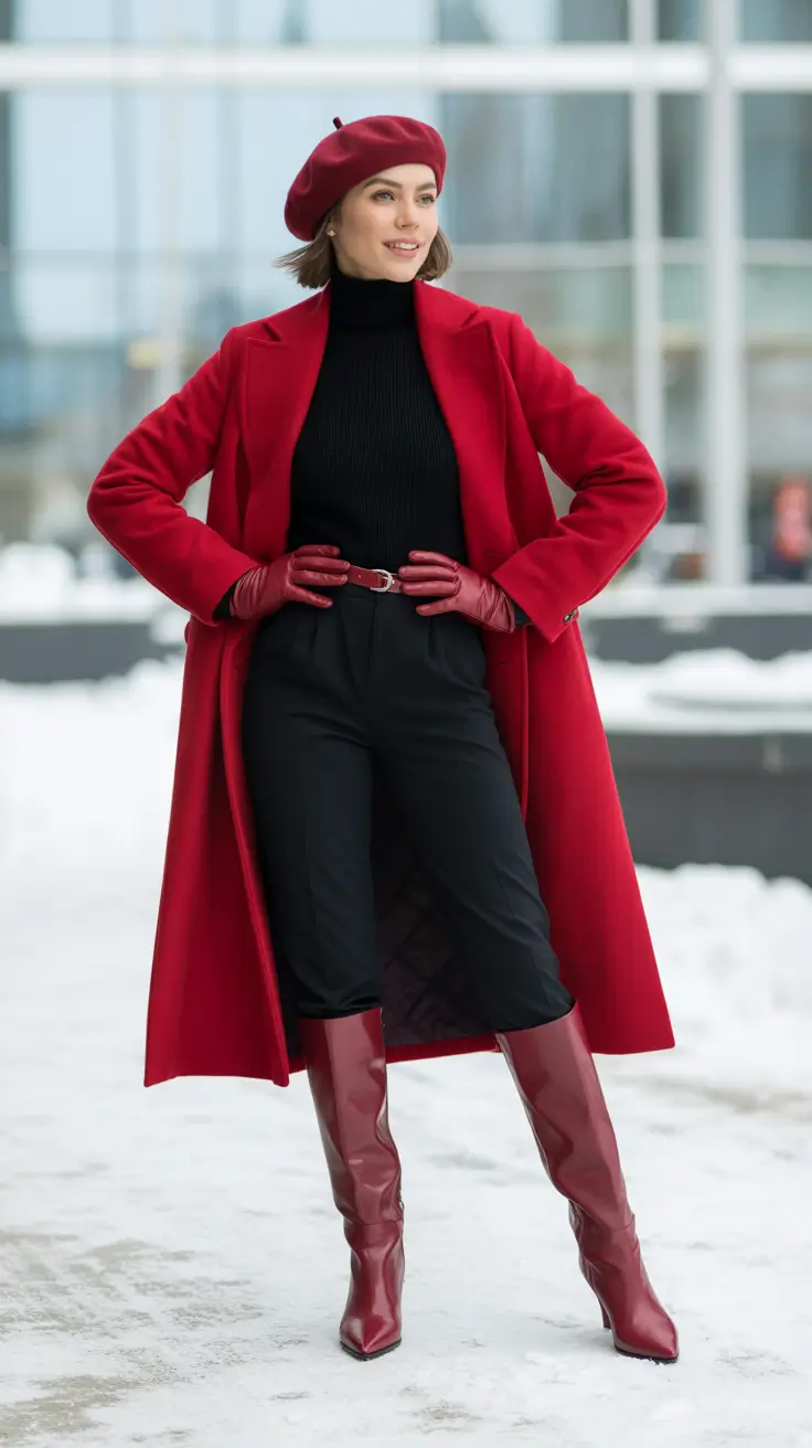 Winter 2025 Trendy Outfit Inspiration Parisian Red Statement
