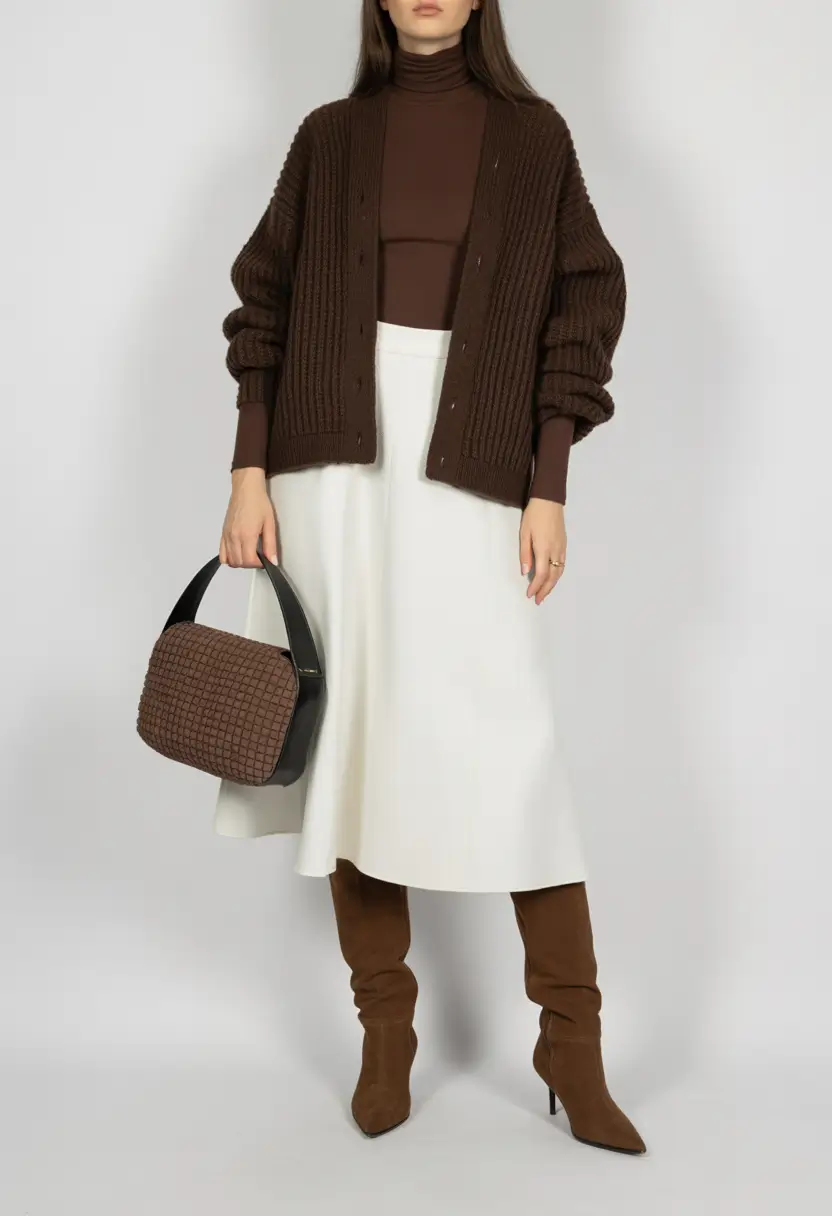 Winter 2025 Trendy Outfit Inspiration Chocolate & Cream Sophistication