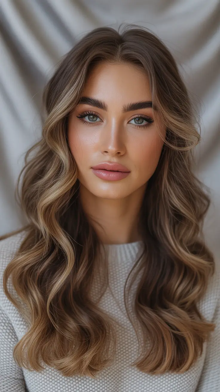 Winter 2025–2026 Hair Colors Ideas for Brunette Balayage Caramel Highlights
