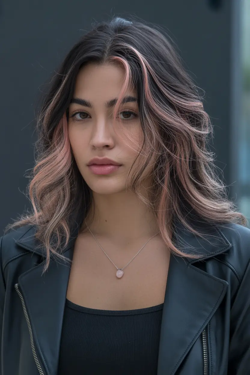 Winter 2025–2026 Hair Colors Ideas for Brunette Rose Gold Money Piece