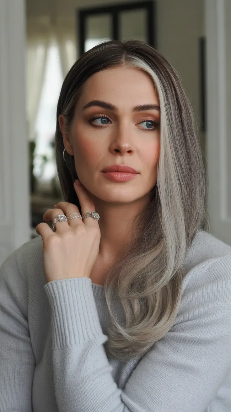 Winter 2025–2026 Hair Colors Ideas for Brunette Mocha Silver Fade
