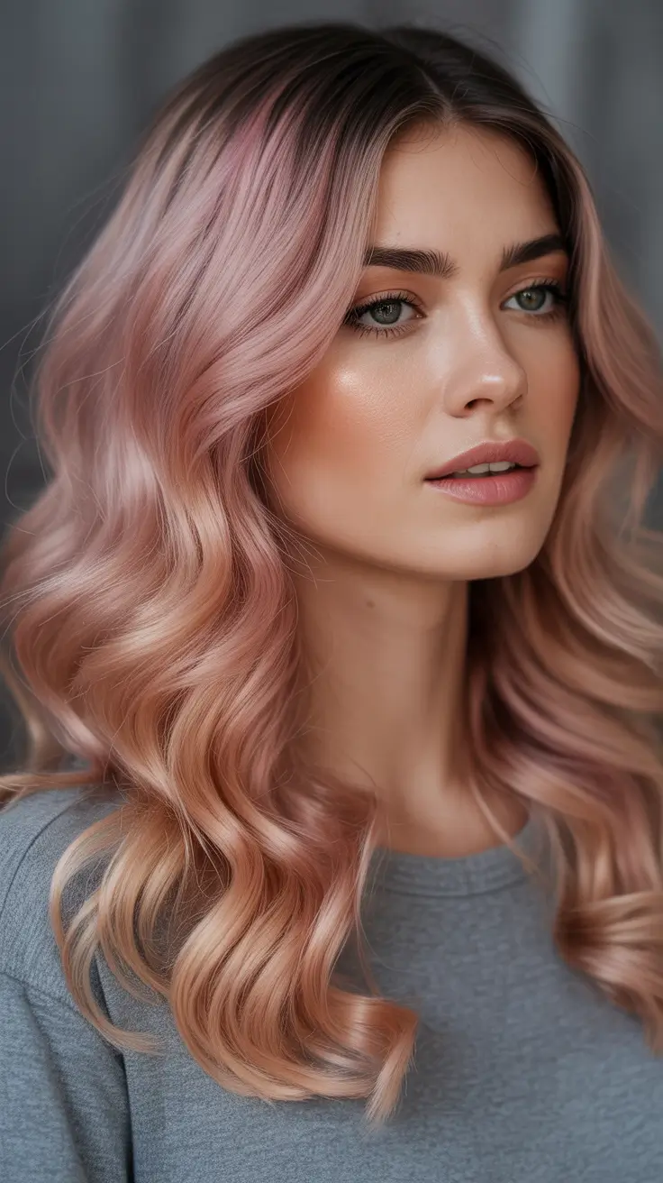 Winter 2025–2026 Hair Colors Ideas for Brunette Rose Balayage
