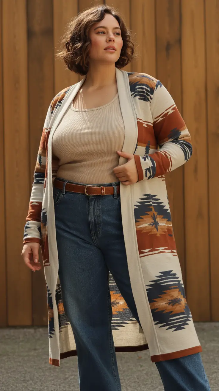 Winter Curvy Outfit Ideas 2025-2026 Southwestern Charm With a Modern Twist