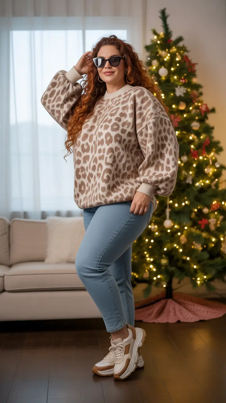 Winter Curvy Outfit Ideas 2025-2026 Playful Prints for Winter Days