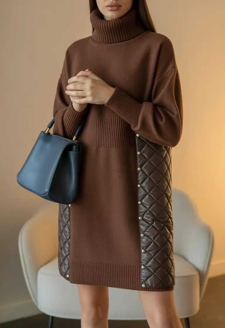 Winter Fashion Outfits Ideas 2025 – 2026 Warm Cocoa Dress