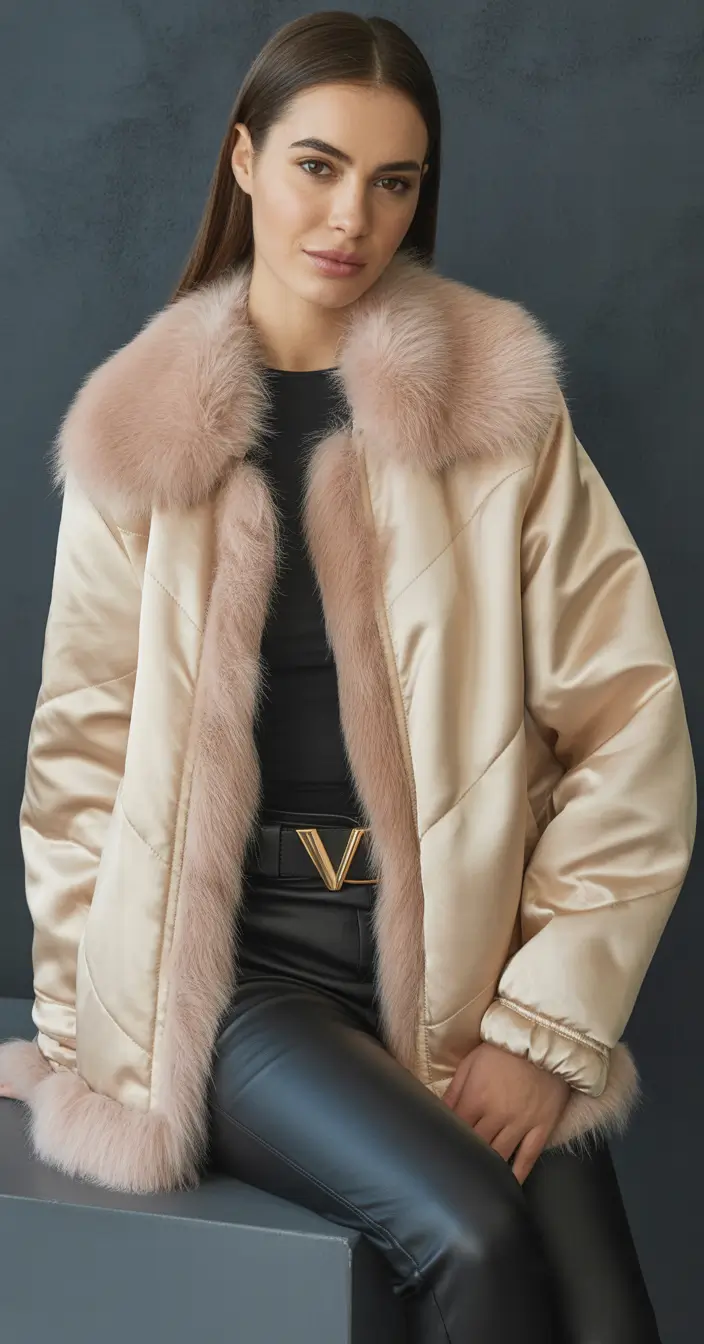 Winter Fashion Outfits Ideas 2025 – 2026 Champagne Satin With Fur