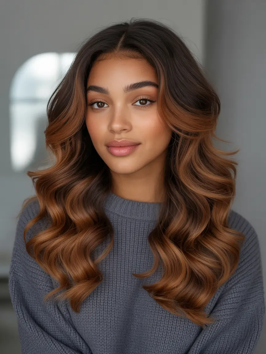 Winter Hair Colors 2025–2026 Rich Brunette Soft Caramel Waves