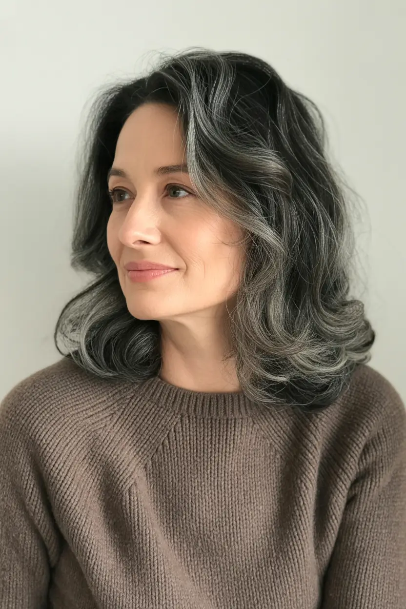 Winter Hair Colors 2025–2026 Salt and Pepper Elegance