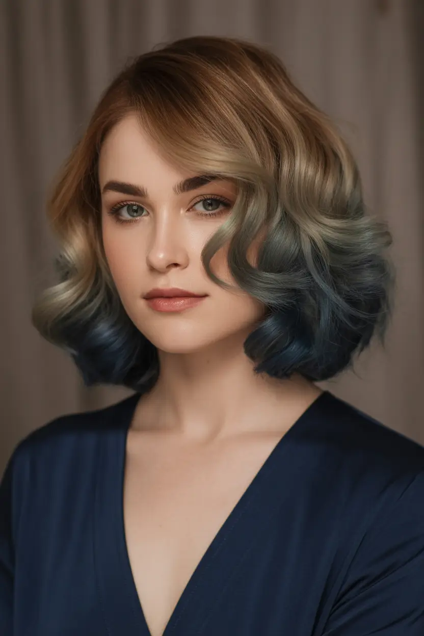Winter Hair Colors 2025–2026 Brunettes Blue Balayage Waves