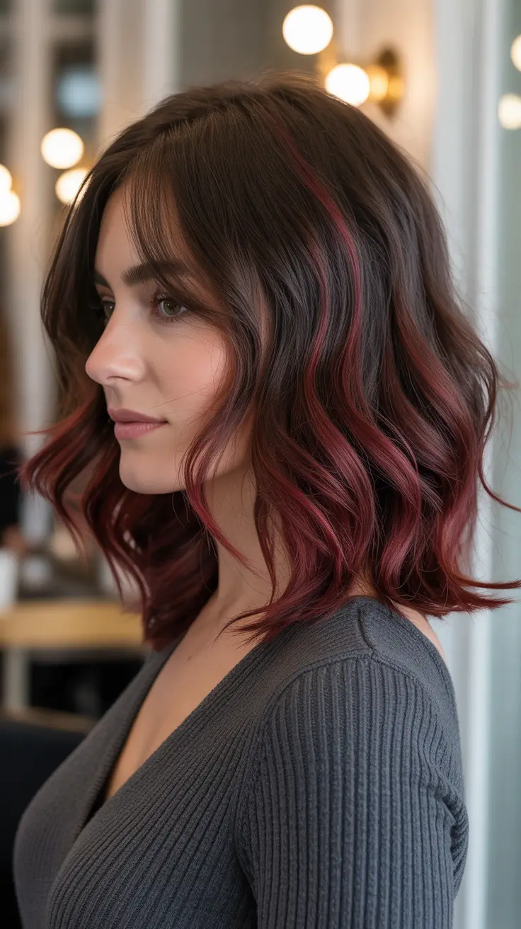 Winter Hair Colors 2025–2026 Brunettes Crimson Highlights