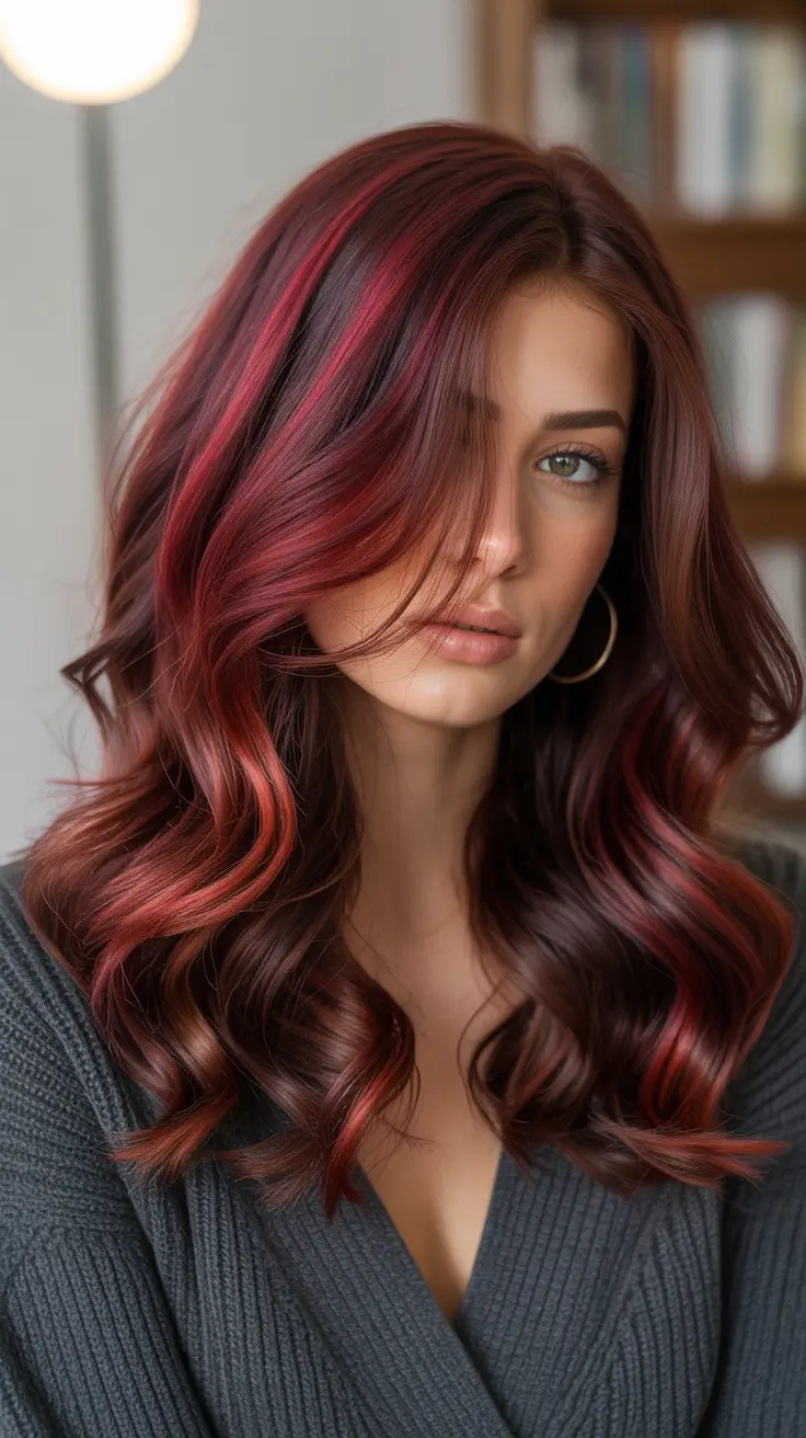 Winter Hair Colors 2025–2026 Brunettes Red Violet Waves