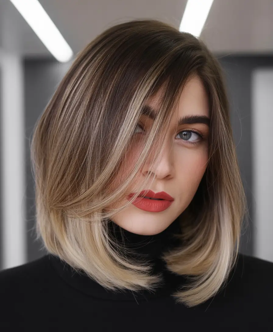 Winter Hair Colors 2025–2026 Dark Espresso Lob with Light Ends