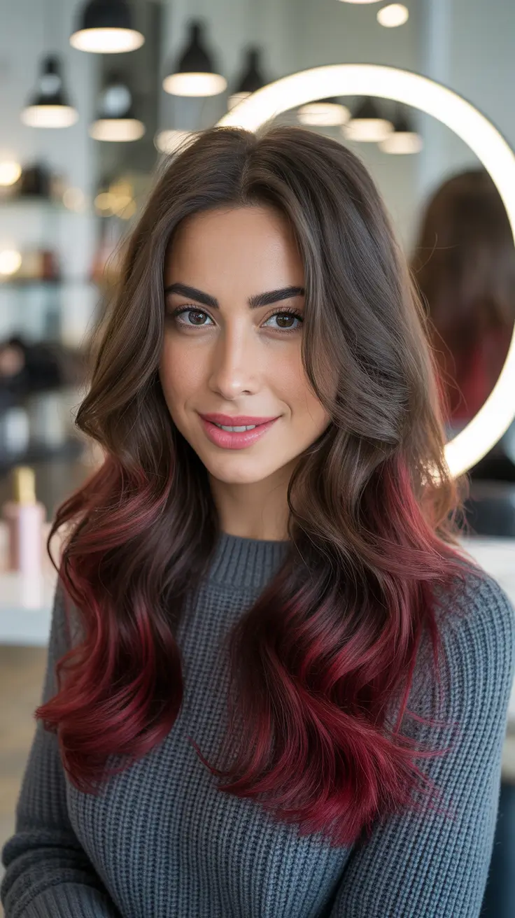 Winter Hair Colors 2025–2026 Brunettes Balayage Berry Tips