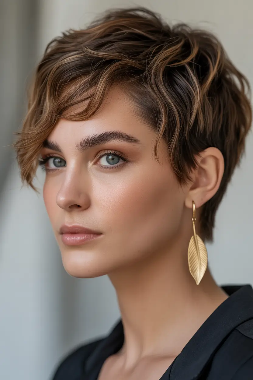 Winter Hair Colors 2025–2026 Short Chocolate Pixie