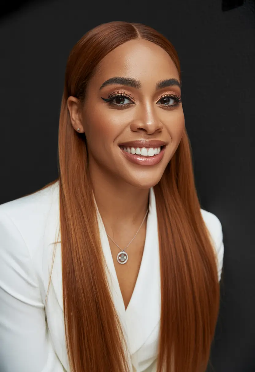 Winter hair colors for black women ideas 2025 2026 Sleek Copper Elegance