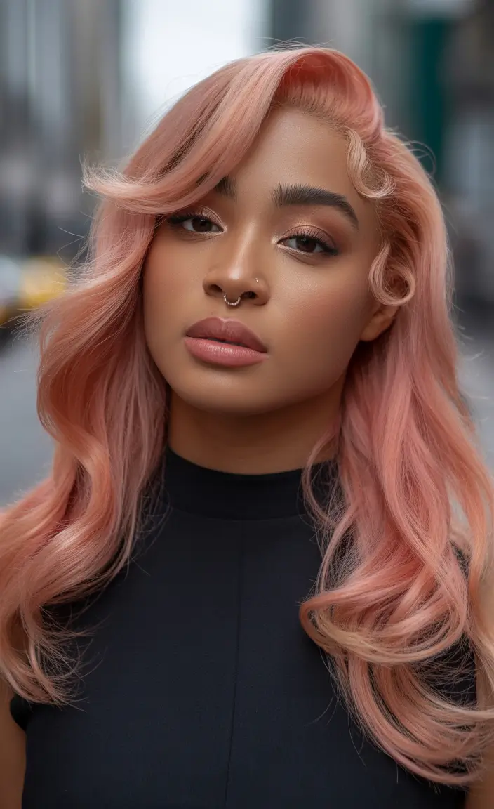 Winter hair colors for black women ideas 2025 2026 Pastel Rose Glow