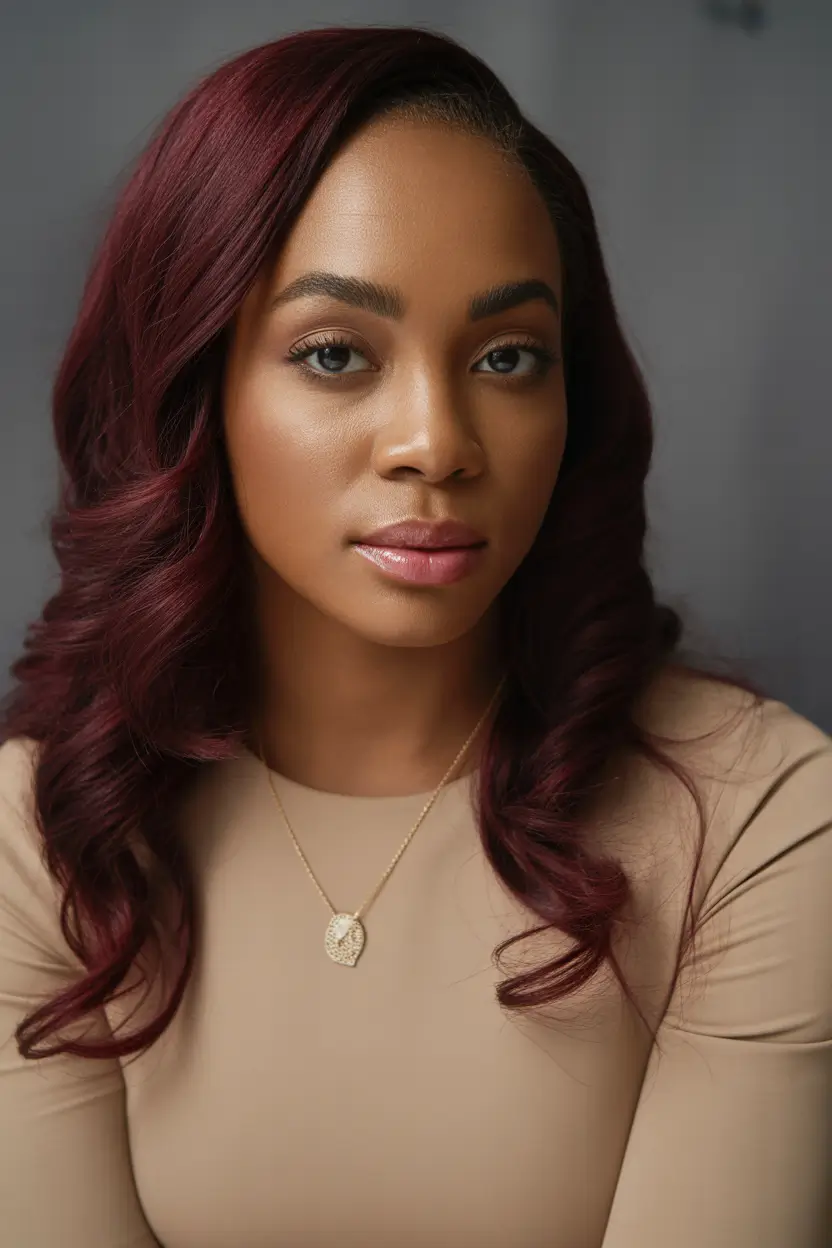 Winter hair colors for black women ideas 2025 2026 Deep Burgundy Romance