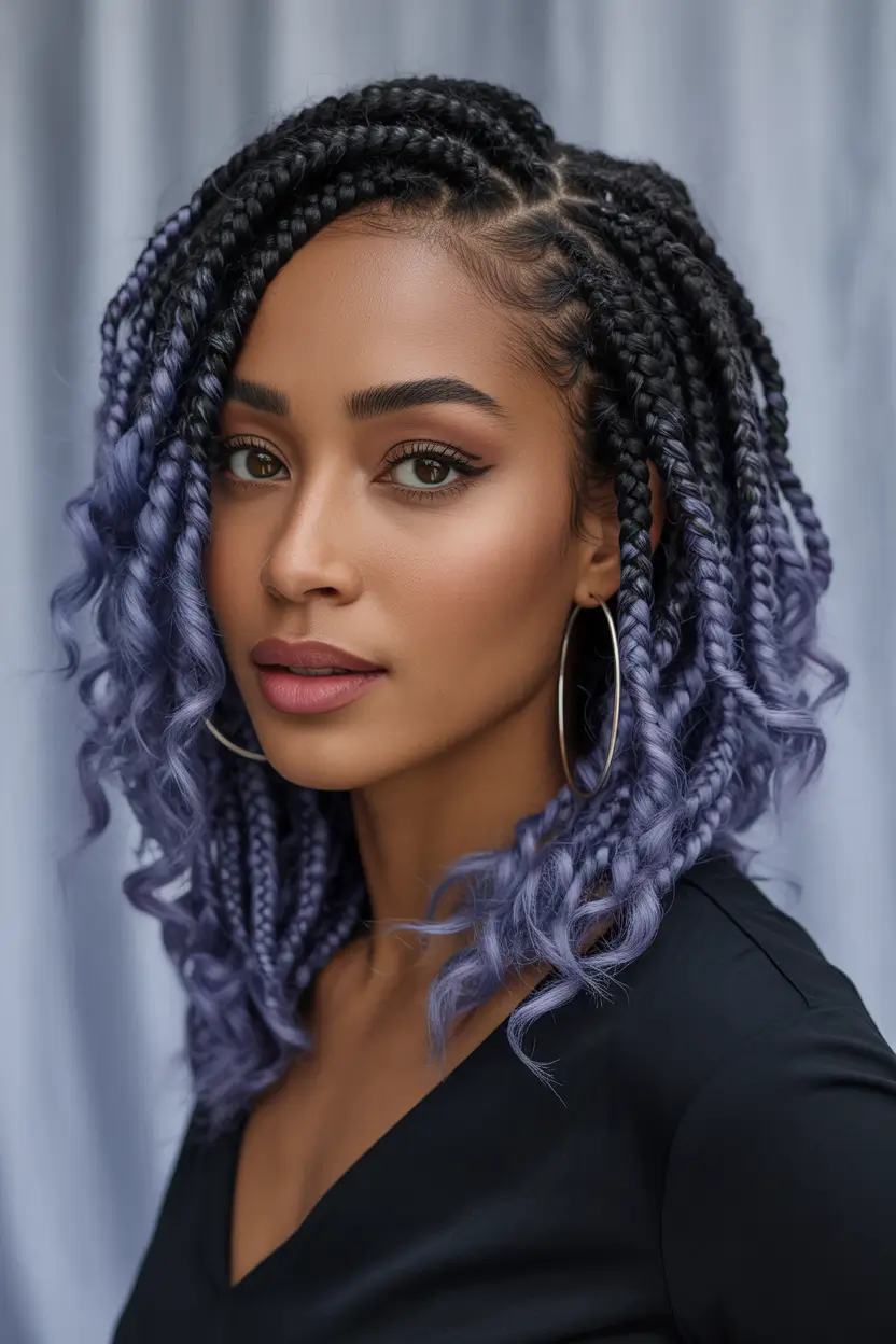 Winter hair colors for black women ideas 2025 2026 Lavender Box Braids
