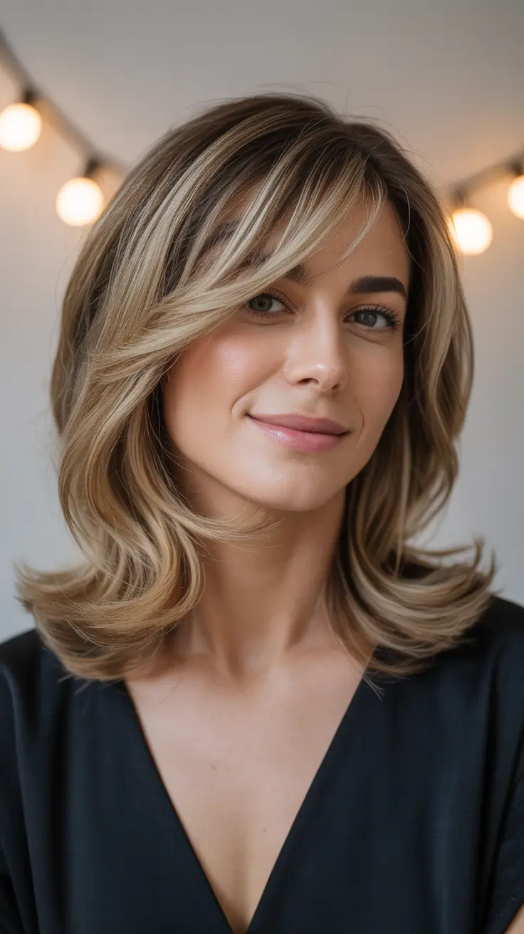 winter hair colors for blondes ideas 2025 2026 Golden Beige Blonde with Soft Bangs