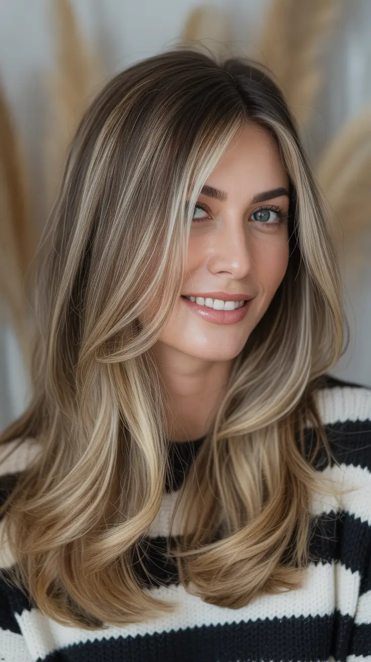 winter hair colors for blondes ideas 2025 2026 Striped Honey Blonde with Dimension