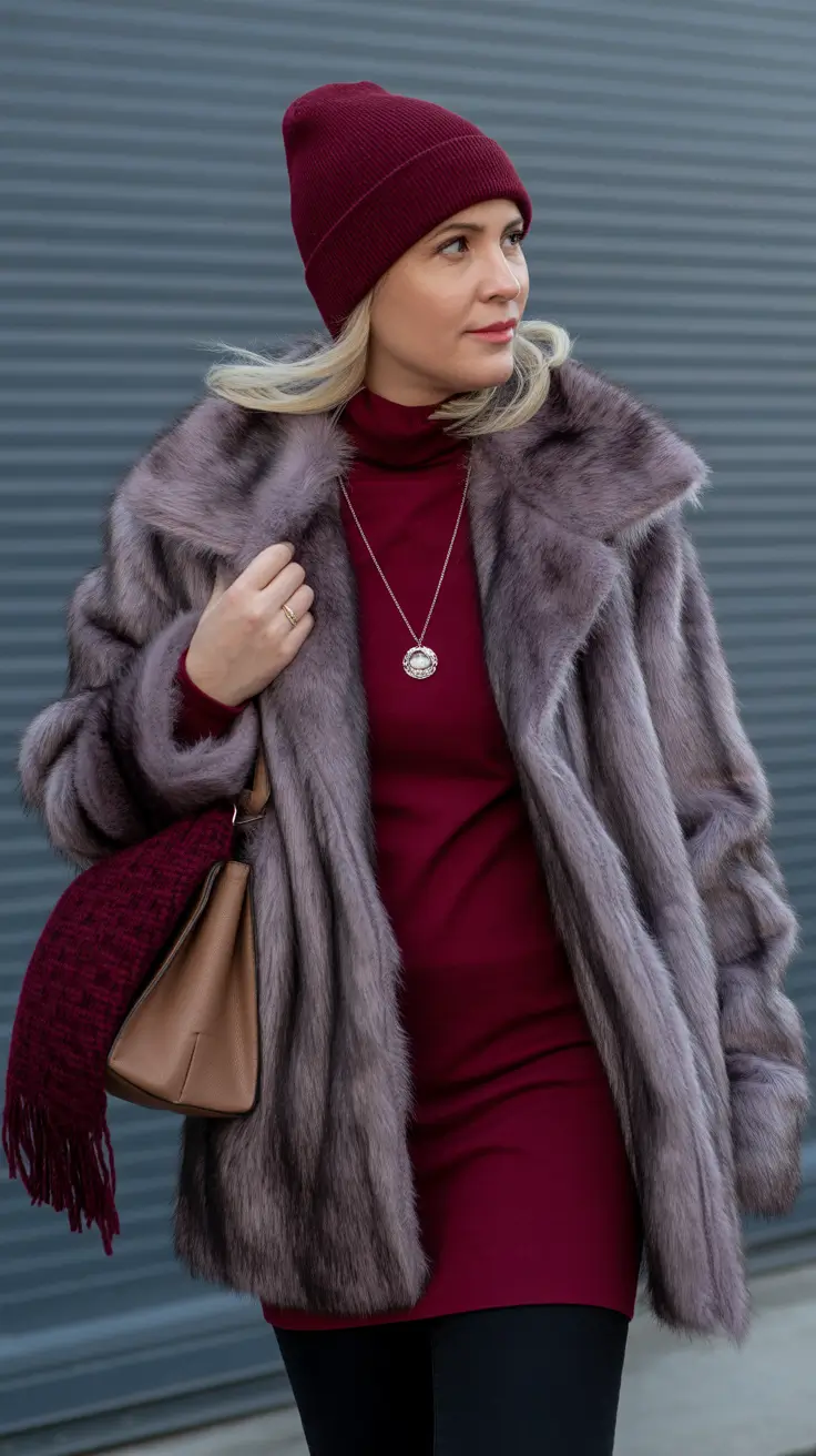 Winter Outfits Over 40 Style Guide 2025 2026 Berry Tones with a Luxe Touch
