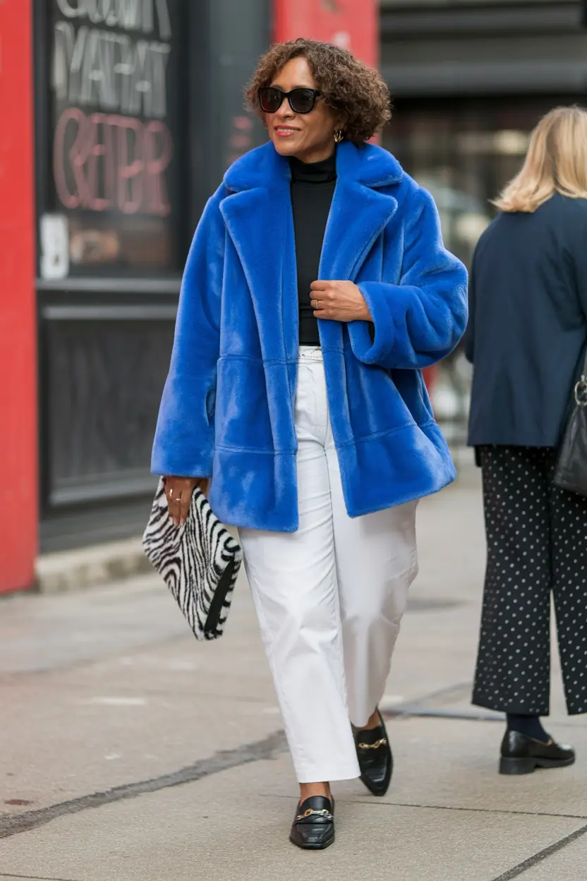 Winter Outfits Over 40 Style Guide 2025 2026 - Bright Pop Faux Fur