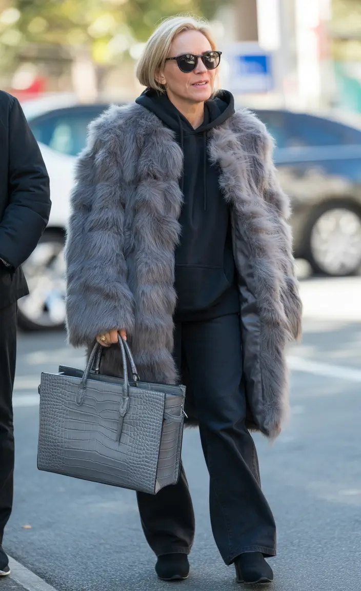 Winter Outfits Over 40 Style Guide 2025 2026 - Gray Fur Statement