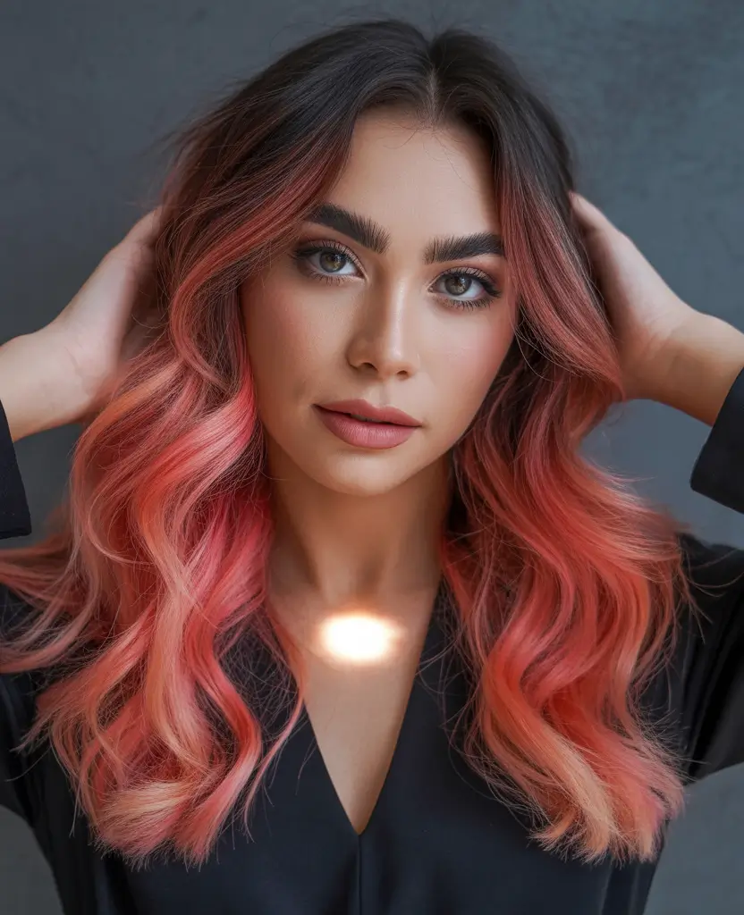 Balayage Hair Color for Winter 2025–2026 Coral Glow