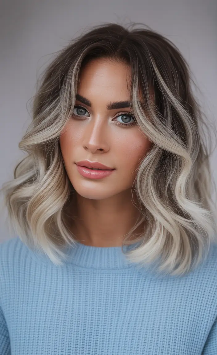 Balayage Hair Color for Winter 2025–2026 Frosted Blonde Bob